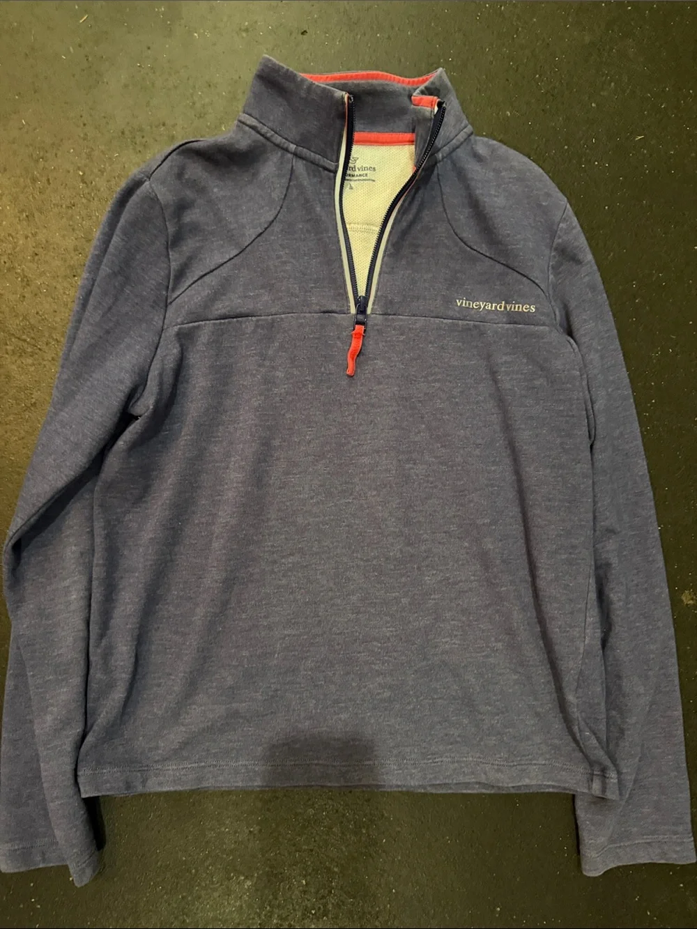 Vineyard Vines Navy Heather Quarter-Zip with Red Accents